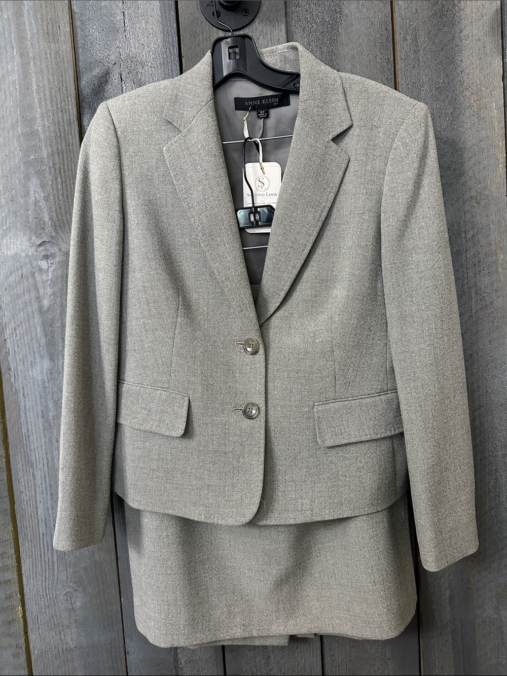 Anne Klein Light Gray Two-Button Women's Suit Jacket